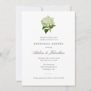 Weiß und grün Hydrangea Elegantes Probe Dinner Einladung