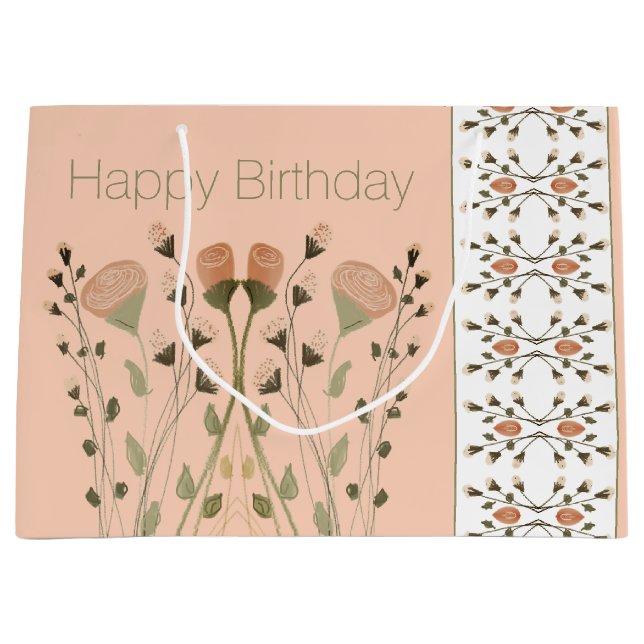 Weiß und grün mit weichem Pfirsich Große Geschenktüte (Vorderseite)