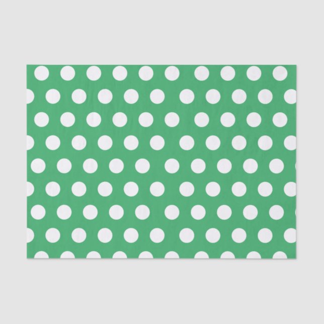 Weiß und grün Mittelpolka Dot Party Seidenpapier (Vorderseite)