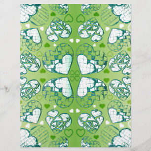 Weiß und grün-weißes Muster romantischer Herzrhyth