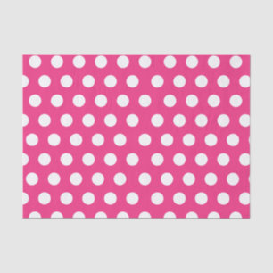 Weiß und Hot Pink große mittelgroße Polka Dot Part Seidenpapier