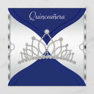 Weiß und Königsblau Quinceanera Einladungen