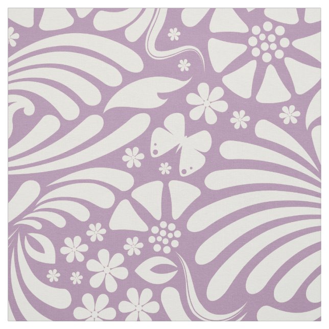 Weiß und Lavendel florales Barockmuster Stoff (Muster)