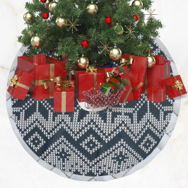 Weiß und Navy Blau gegossen Ugly Weihnachtssüßer Polyester Weihnachtsbaumdecke
