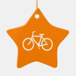 Weiß und Orange Bike Keramik Ornament
