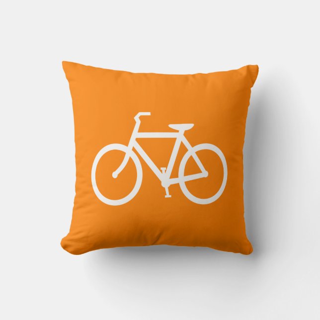 Weiß und Orange Bike Kissen (Vorderseite)