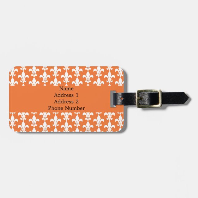 Weiß und Orange Lilie Muster Gepäckanhänger (Vorderseite horizontal)