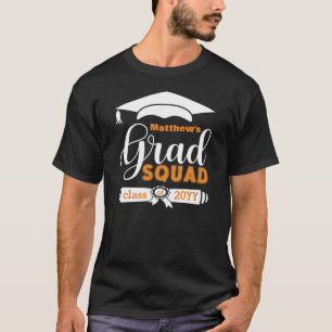 Weiß und Orange Text Benutzerdefiniert Mens Black T-Shirt