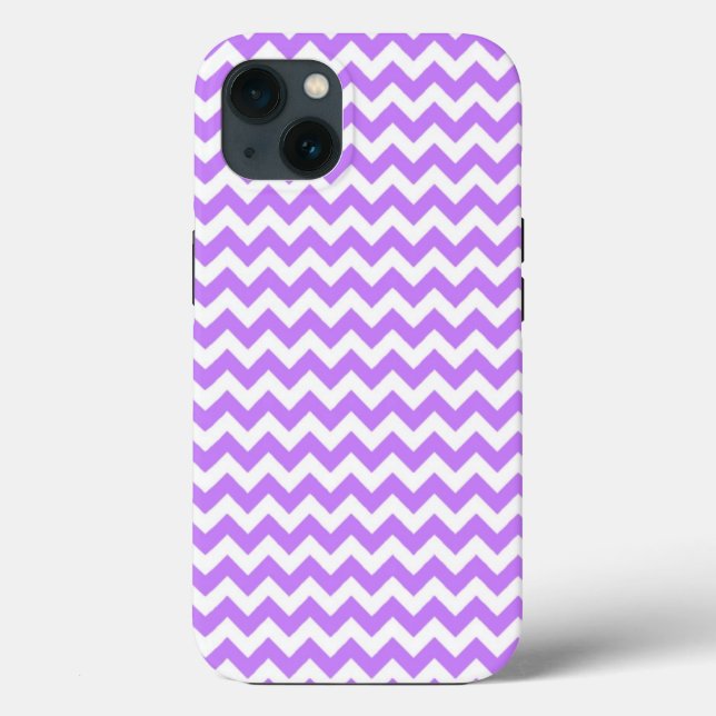 Weiß und Pastel Lila Zig Zag Zickzack Case-Mate iPhone Hülle (Rückseite)