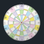 Weiß und Pastellfarben Dartscheibe<br><div class="desc">Weiß und Pastellfarben Dart Board Spiel inklusive 6 Messingdarbietungen</div>