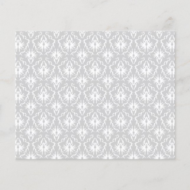 Weiß und Pastellgrau Damask Design. (Vorderseite)