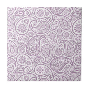 Weiß und Pflaume Lila Vintage Paisley Fliese