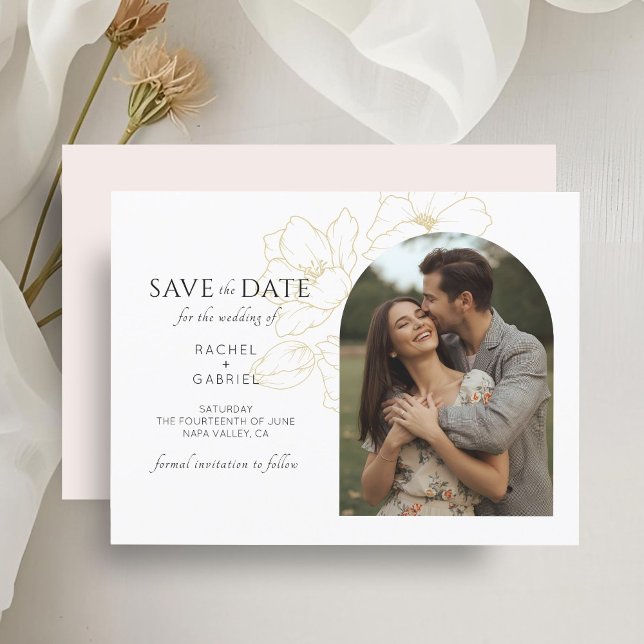Weiß und Rosa | Boho Floral Wedding Save the Date (Von Creator hochgeladen)