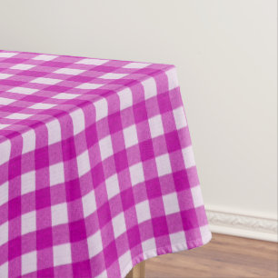 Weiß und rosa Gingham-Muster Baumwolle geprüft Tischdecke