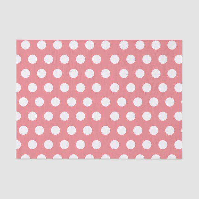 Weiß und rosa große mittelgroße Polka-Dot-Party Seidenpapier (Vorderseite)