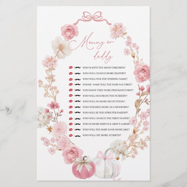 Weiß und Rosa Kleine Pumpkin Mommy oder Daddy (Vorderseite)