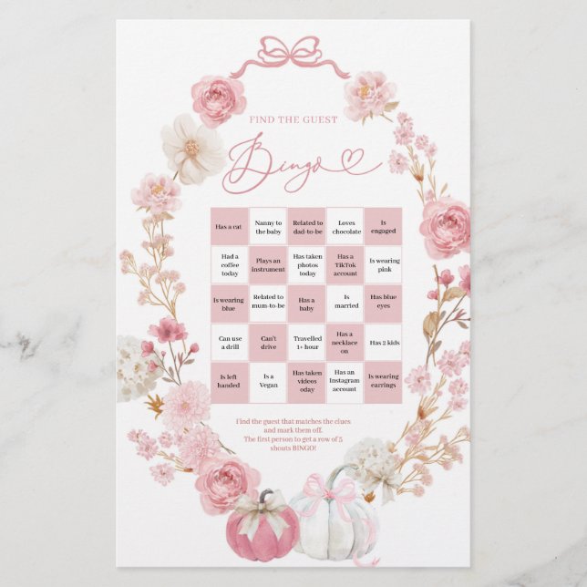 Weiß und rosa Kürbis finden das Gästebuch (Vorderseite)