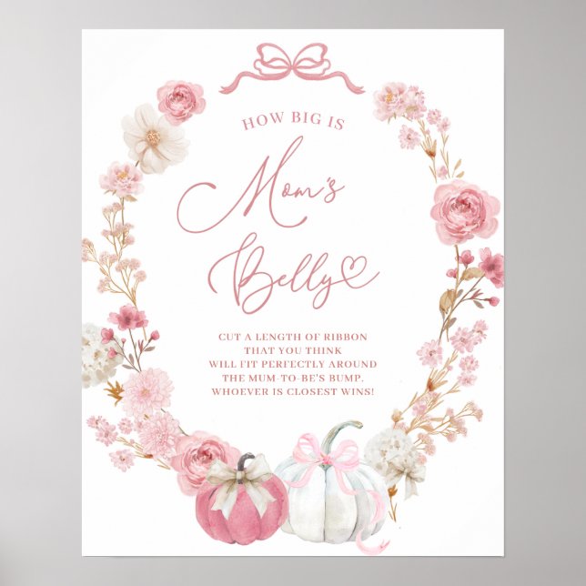 Weiß und rosa wie groß ist die Mama Bauch-Zeichen Poster (Vorne)