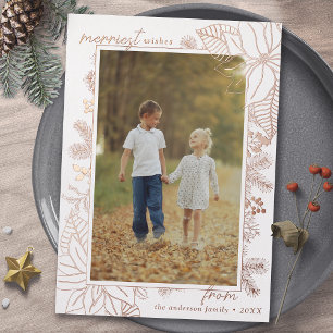 Weiß und Roségold Elegantes Weihnachten 1 Foto Folien Feiertagskarte