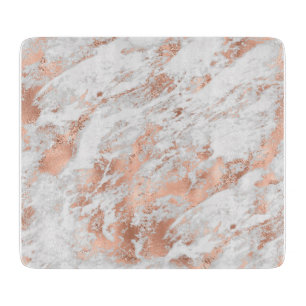 Weiß- und Roségoldmarmor 3 Schneidebrett