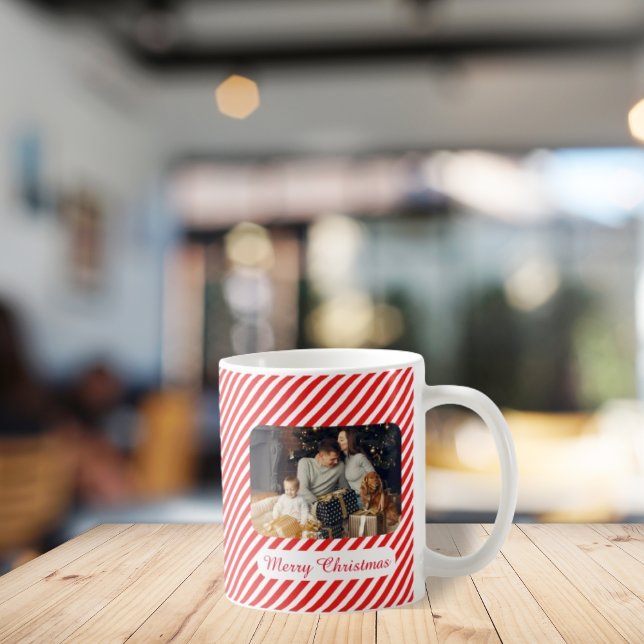 Weiß und rot gestreift 1 Foto Kaffeetasse (Von Creator hochgeladen)