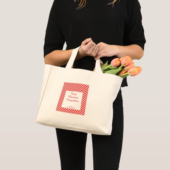 Weiß und rot gestreift mini stoffbeutel (Vorderseite (Produkt))