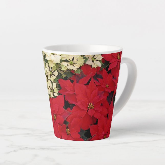 Weiß und rot Poinsettias I Holiday Floral Milchtasse (Rechte Ecke)