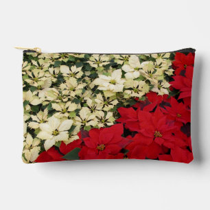 Weiß und rot Poinsettias I Holiday Floral Zubehörtasche