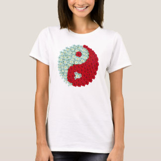 Weiß und Rote Rosen Yin Yang Shirt