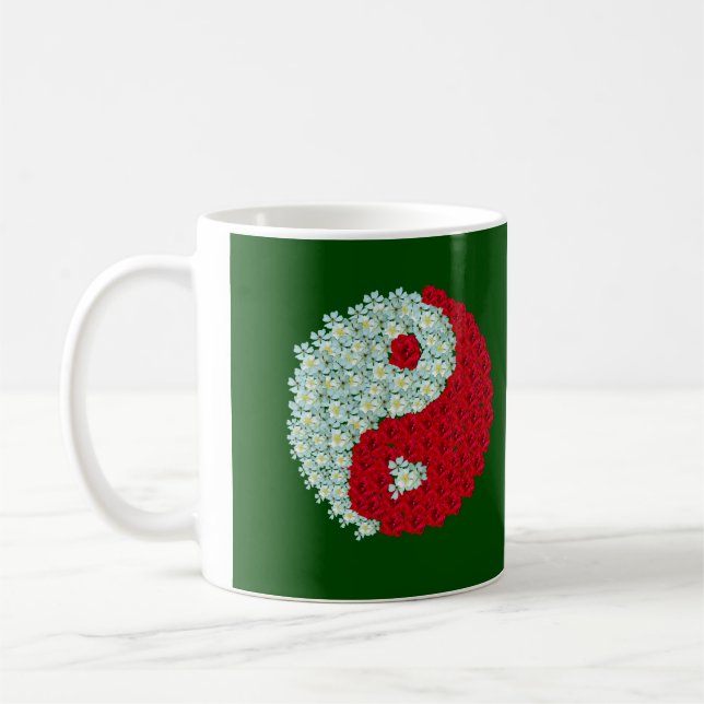 Weiß und Rote Rosen Yin Yang Tasse (Links)