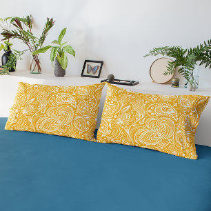 Weiß und Sage-Green Paisley Muster Kissenbezug