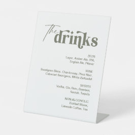 Weiß und salzgrünes Getränk Hochzeitsgetränk Bar Sockelschild