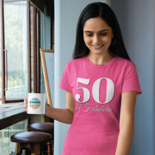 Weiß und Schwarz 50 & Fabulous Pink T-Shirt