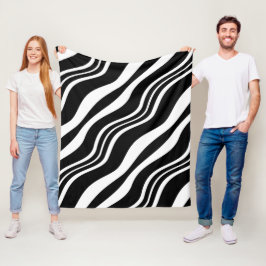 Weiß und Schwarz-Diagonal-Linienmuster Fleecedecke