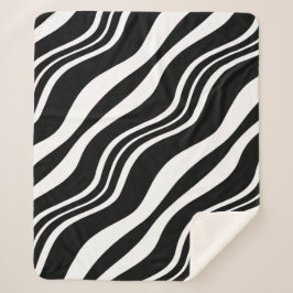 Weiß und Schwarz-Diagonal-Linienmuster Sherpadecke