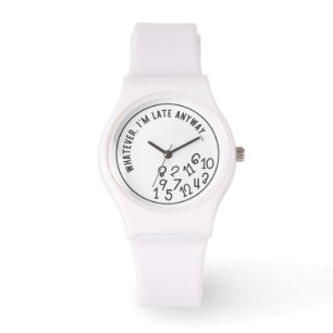 Weiß und Schwarz Egal, ich bin sowieso zu spät Armbanduhr