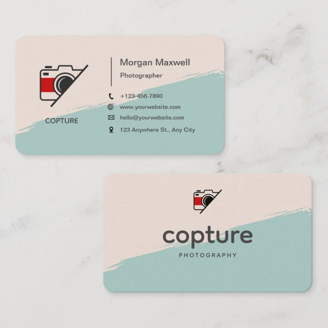 Weiß und Schwarz einfache saubere Fotografie Visitenkarte (Vorne/Hinten)