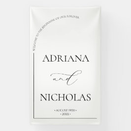 Weiß und schwarz Elegante Hochzeit Willkommen Banner