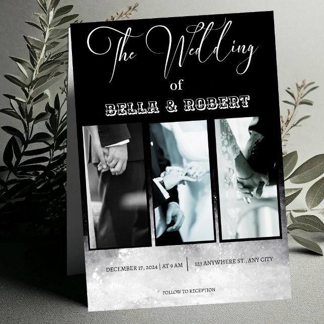 Weiß und schwarz Elegante Sofisticated Wedding Ein Einladung (Von Creator hochgeladen)