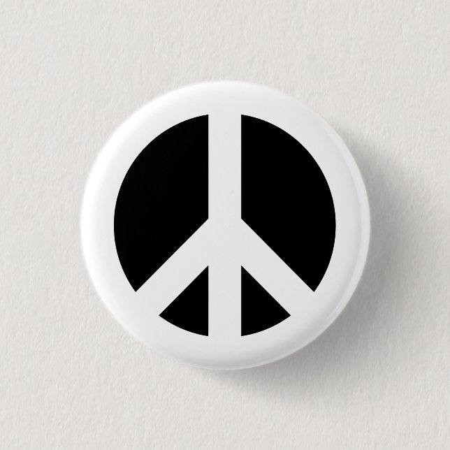 Weiß und Schwarz-Friedens-Symbol Button (Vorderseite)