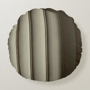 Weiß und schwarz gestreifte Textilien Rundes Kissen