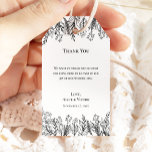 Weiß und Schwarz Grün Hochzeit Vielen Dank Geschenkanhänger<br><div class="desc">Dieses White and Black Greenery Wedding Dankeschön Ihnen Geschenktags Design bietet eine klassische Kombination aus einfachen minimalistischen Typografien mit einer neutralen weißen und schwarzen Geschichte und schicken Linien Kunst Grün. Die Moody-Blatt-Silhouette-Verzierungen sind kunstvoll arrangiert, um eine schöne fließende Form zu schaffen, die von den polierten geometrischen Elementen Set, bietet eine...</div>