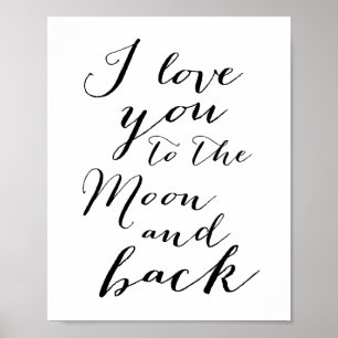 Weiß und Schwarz I Love You Poster Matt 8x10