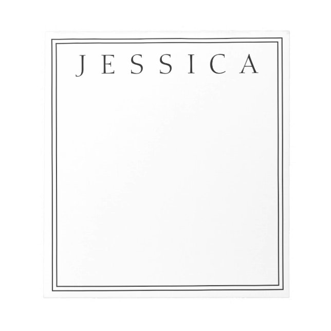 Weiß und Schwarz | Ihr Name Notizblock (Vorderseite)