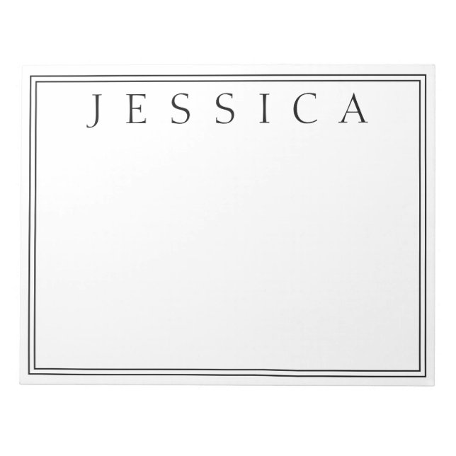 Weiß und Schwarz | Ihr Name Notizblock (Vorderseite)