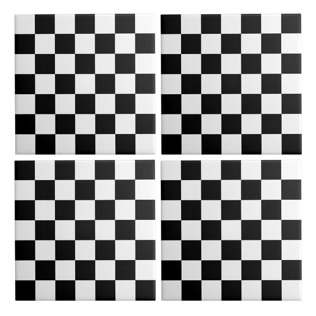 weiß und schwarz kariert fliese (White and Black Checkered Ceramic Tiles)