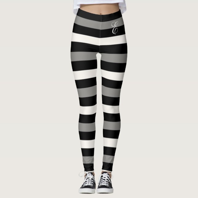 Weiß und Schwarz Leggings (Vorderseite)