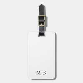 Weiß und Schwarz | Modernes Monogramm Gepäckanhänger