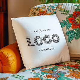 Weiß und Schwarz Modernes rechteckiges Logo Kissen