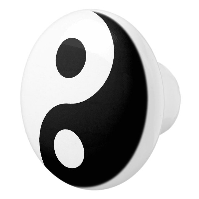 Weiß und Schwarz Yin und Yang-Symbol Keramikknauf (Rechts)